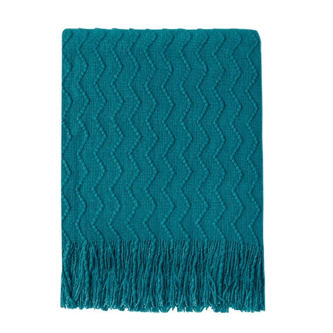 TEAL THROW BLANKET 50X60 INCHES THROW TEXTURED SOLID SOFT SOFA COUCH DECORATIVE KNIT BLANKET