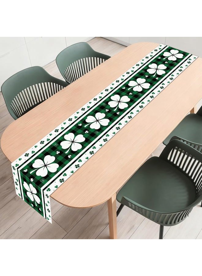QOUBAI St. Patrick's Day Linen Table Runner Valentine's Day Table Runner Buffalo Plaid Love Hearts Shamrock Tables Decoration for Dinning Kitchen Home Party Decoration Supplies (13 x 72Inch) - Image 4
