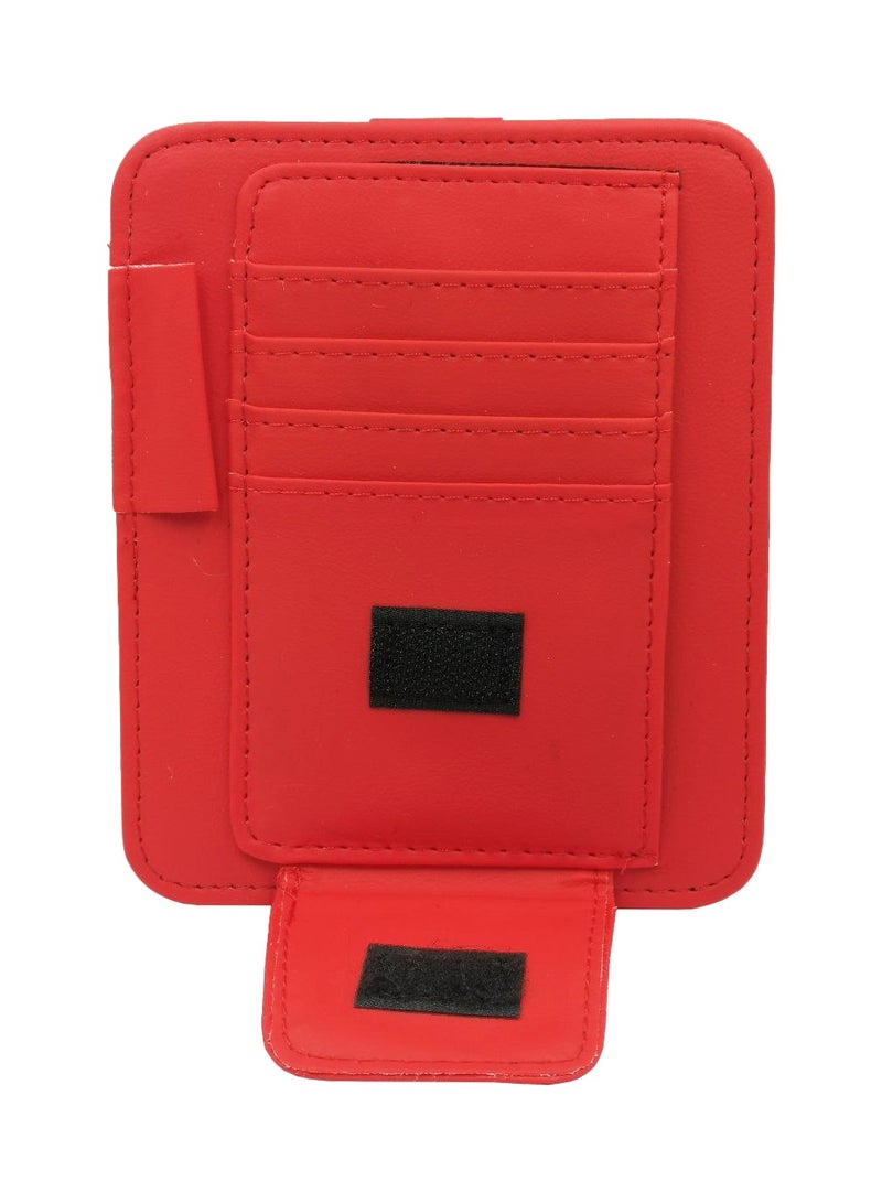 نيسان حامل تذاكر نيسان من الجلد الصناعي وحامل نظارات السيارة ومحفظة بطاقات السيارة ومنظم حاجب الشمس للسيارة - أحمر - Image 3
