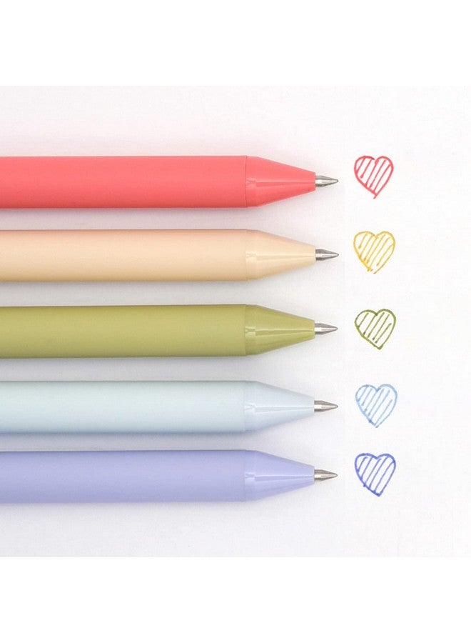 Kaco Pack Of 5 Pieces Colored Ink Pens Retractable Cute Pens For Note Taking 0.5Mm Fine Point (Morandi Ii) - Image 2