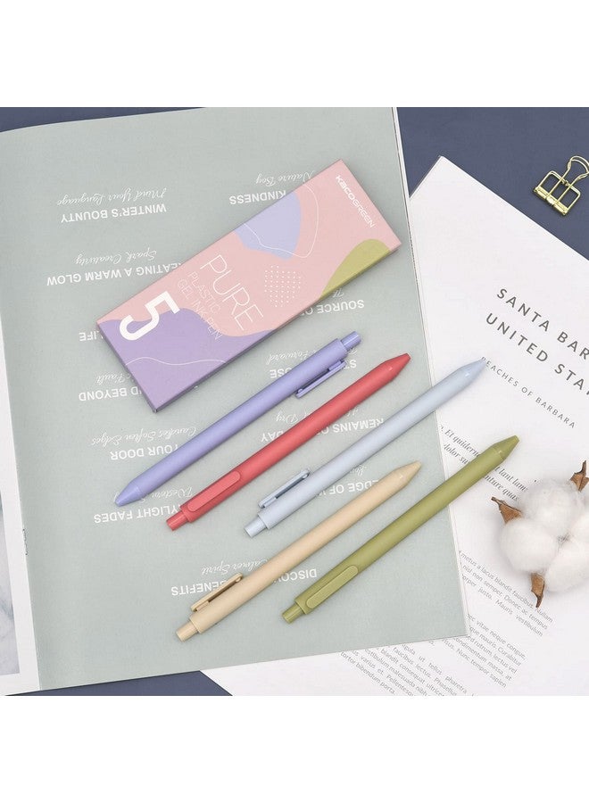 Kaco Pack Of 5 Pieces Colored Ink Pens Retractable Cute Pens For Note Taking 0.5Mm Fine Point (Morandi Ii) - Image 5