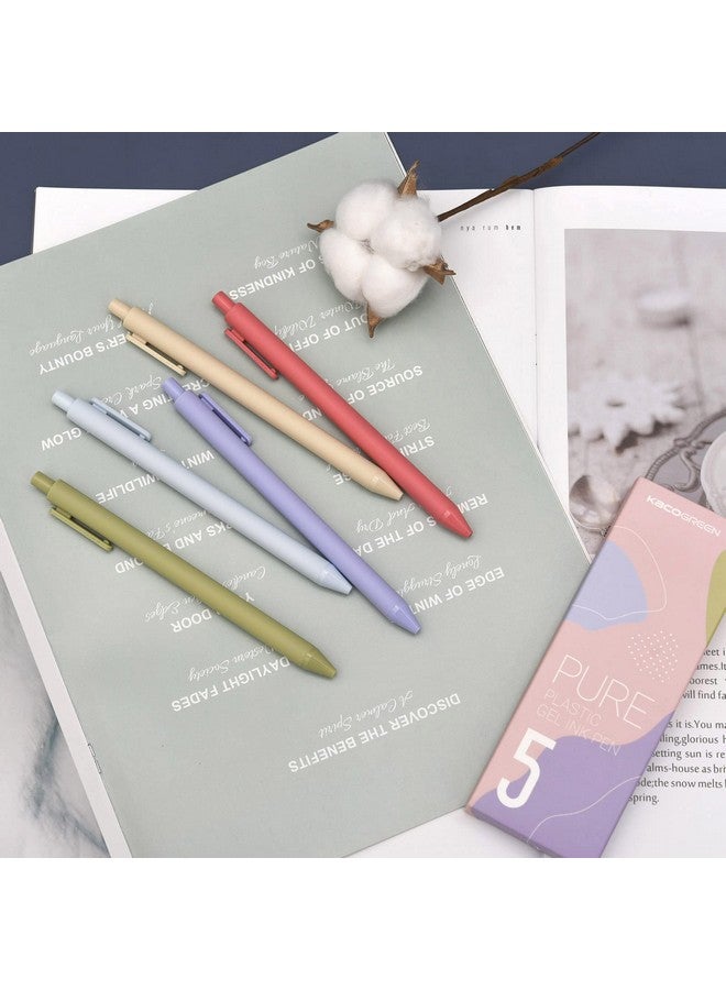 Kaco Pack Of 5 Pieces Colored Ink Pens Retractable Cute Pens For Note Taking 0.5Mm Fine Point (Morandi Ii) - Image 4