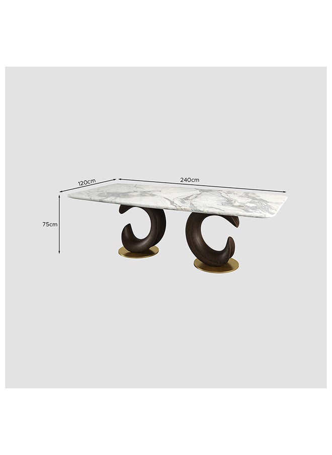 AL HUZAIFA FURNITURE - Cataleya 8 Seat Dining Table, Matt Victoria Marble & Dark Walnut Legs - Image 1