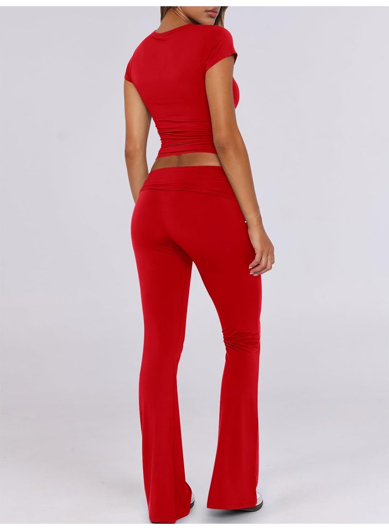 general 2025 - 2026 Leisure Solid Color Slim-Fitting Short-Sleeved Pants Set - Image 2