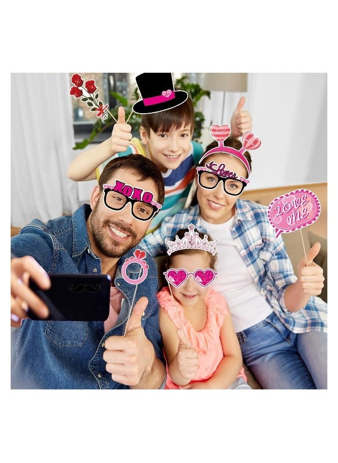 Generic - 35PCS Valentines Photo Booth Props, Valentines Day Decor Photo Booth Props, Valentines Photo Props, Include Love, Roses, Cupid's Arrow Engagement Party Photo Booth Props Party Favor - Image 1