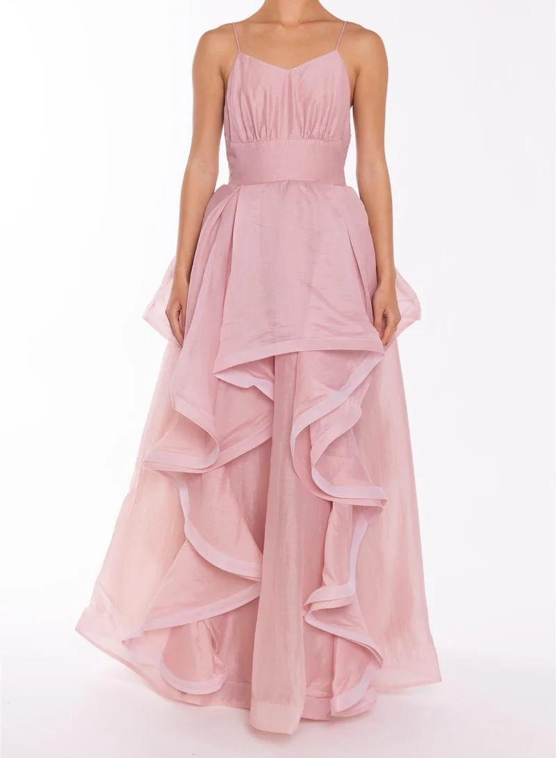 True Decadence Ila Dusty Rose Ruffle Maxi Dress