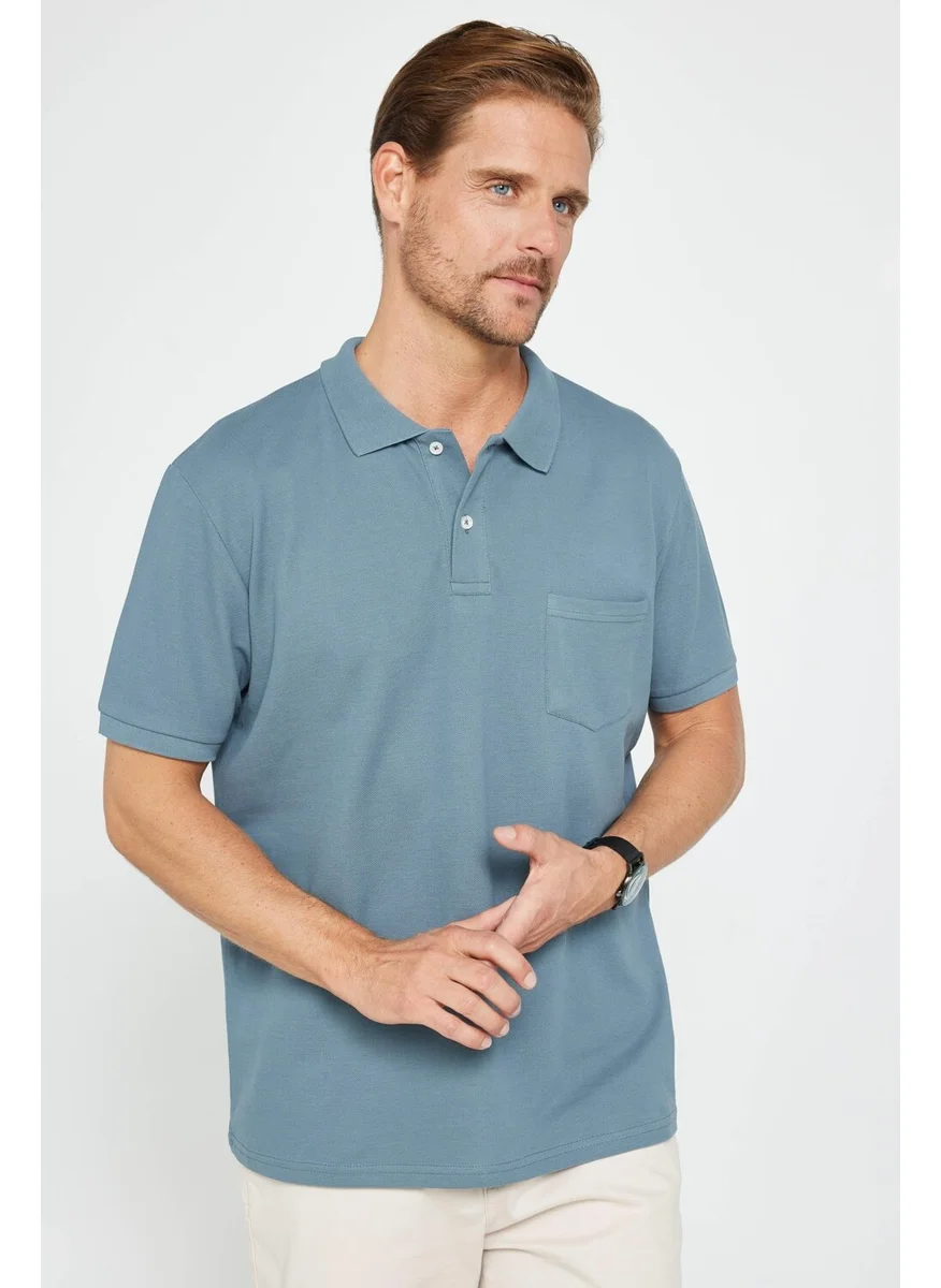 Tudors Men's Classic Fit Relaxed Cut Cotton Plain Pique Gray Polo Neck T-Shirt