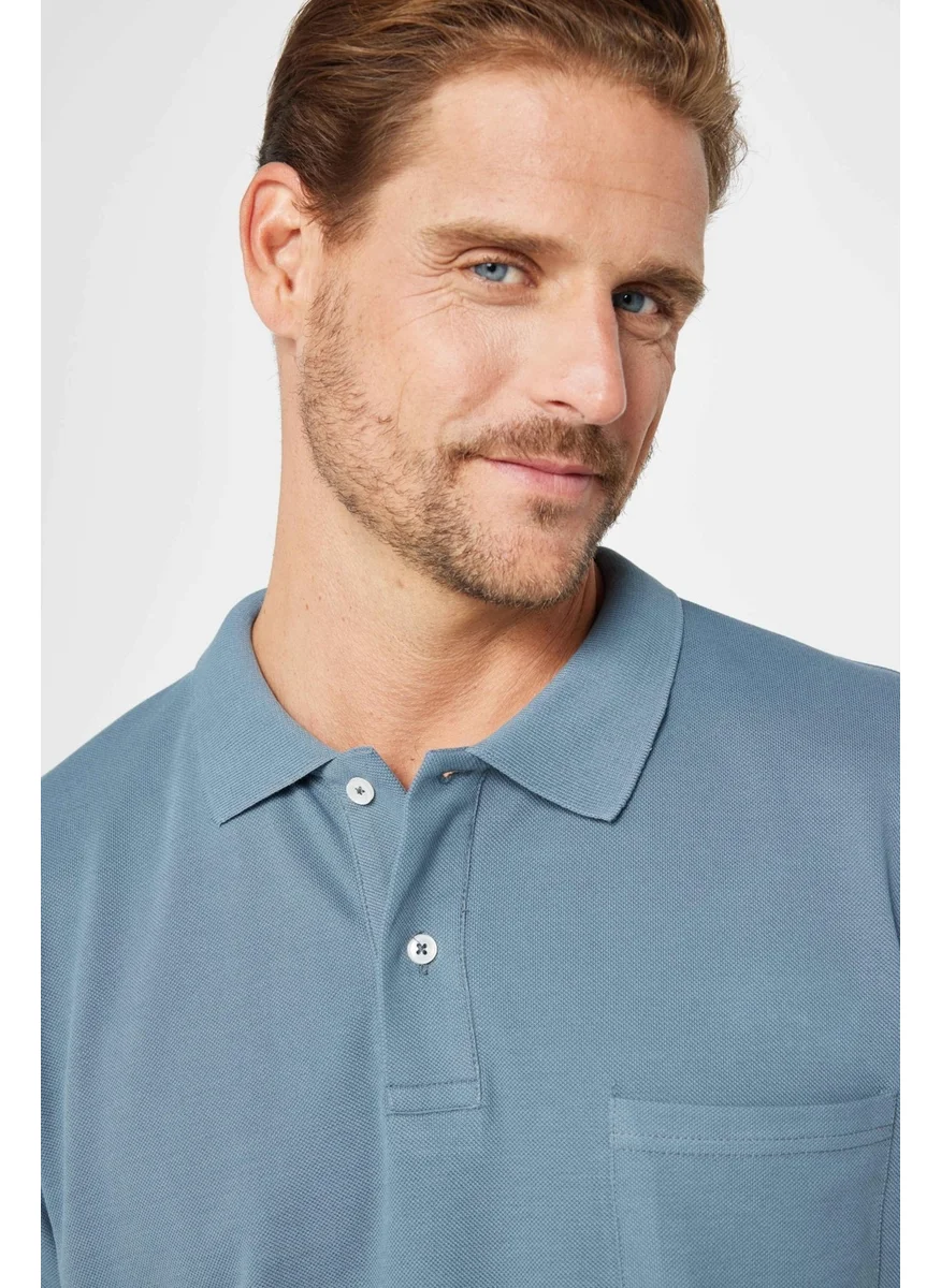 Tudors Men's Classic Fit Relaxed Cut Cotton Plain Pique Gray Polo Neck T-Shirt