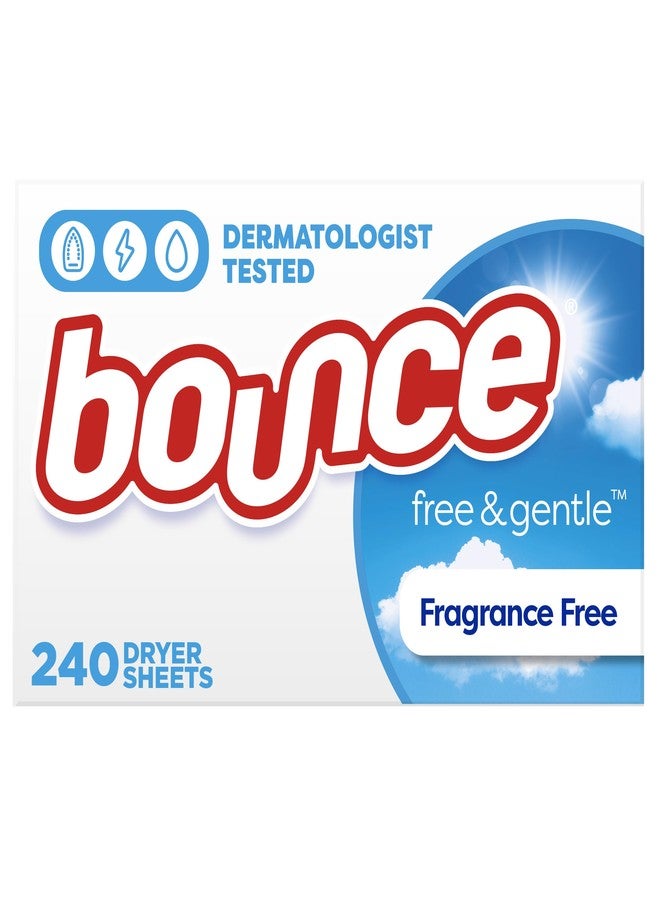 Bounce Dryer Sheets Laundry Fabric Softener, Free & Gentle, 240 Count - Image 1
