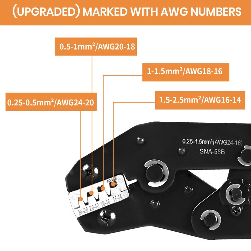Amliber Wire Crimping Tool with Ratchet, Amliber Ratchet Wire Crimper Tool for Open Barrel Terminal Connectors, Electrical Crimping Tool for Deutsch DELPHI AMP Dupont TYCO Terminals, 24-14 AWG - Image 3