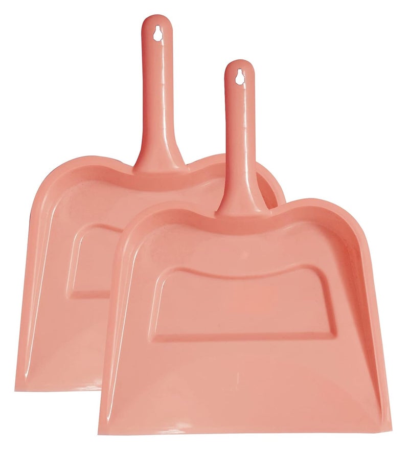 Kuber Industries Plastic Lightweight 12 Dustpan with Comfort Grip Handle for Easy Sweep Broom Pack of 2 Pink - Image 1