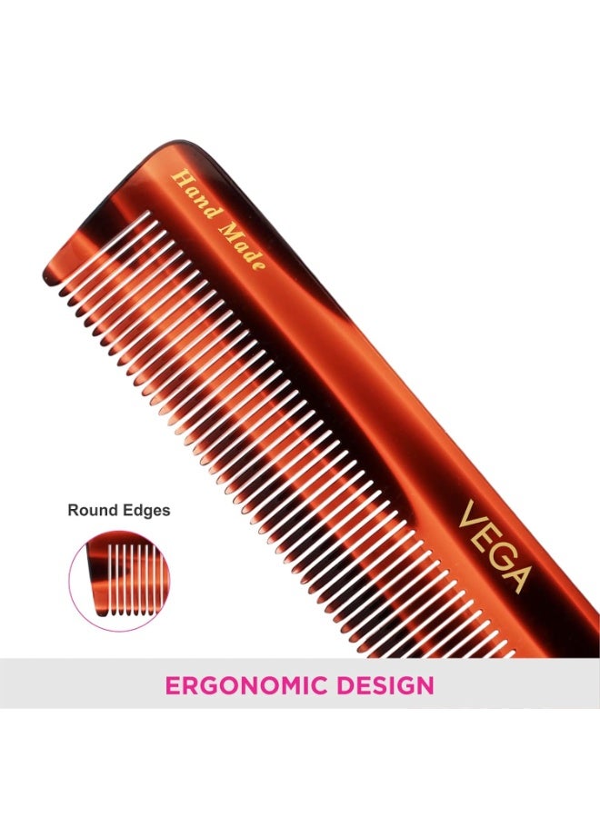 Vega Handcrafted Graduated Dressing Comb for Men & Women, Detangling, Daily Grooming | Made from Cellulose Acetate Non-petroleum Based Material from Plant - Image 5