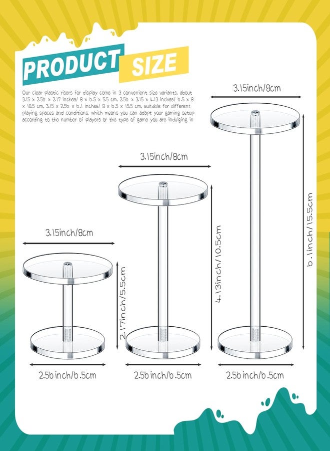 Burbell 3 Pieces Acrylic Combat Risers for Flying Miniatures, 3 Different Heights Flyer Risers for Tabletop RPG Board Games Watch Jewelry Small Planters Figures Display - Image 2