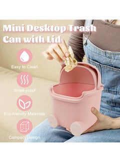 Generic Plastic Flip Trash can Animal Shape Trash Cans, Creative Cute Desktop Trash can with lid for Bedroom Bathroom Living Room Office (Pink)  - Image 5
