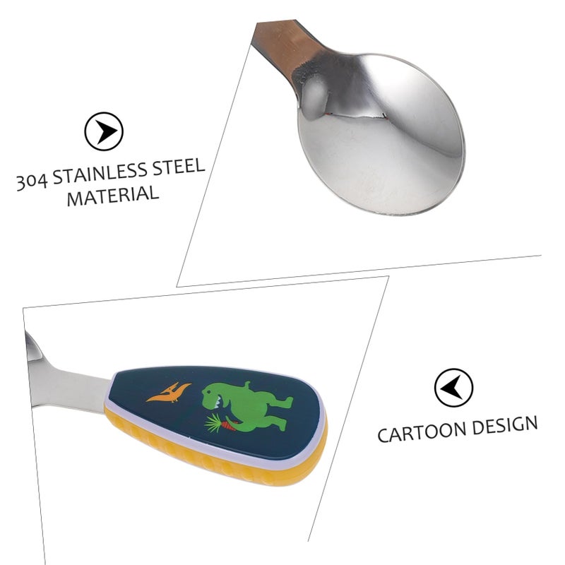 Short Handle Baby Feeding Spoon and Fork Set Easy Clean Training Tableware - Image 5