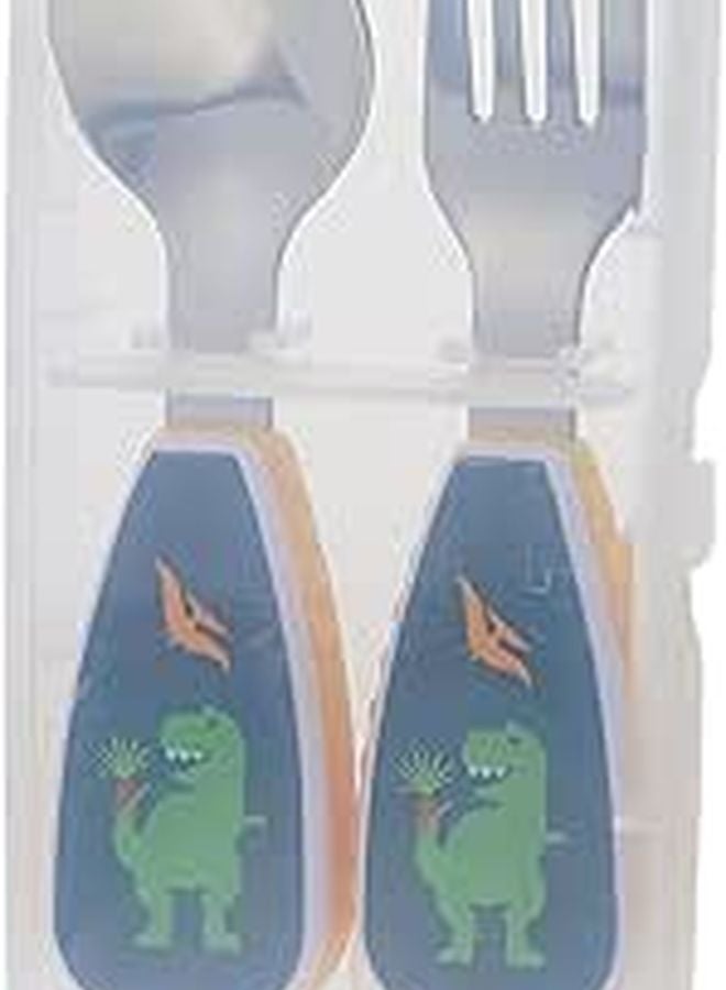 Short Handle Baby Feeding Spoon and Fork Set Easy Clean Training Tableware - Image 1