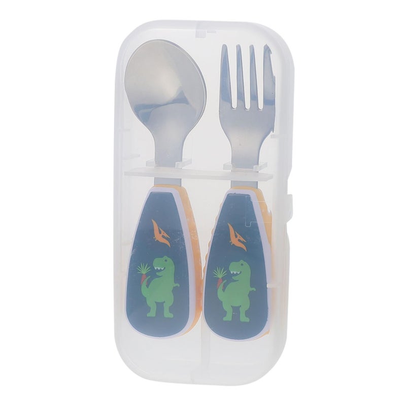 Short Handle Baby Feeding Spoon and Fork Set Easy Clean Training Tableware - Image 2