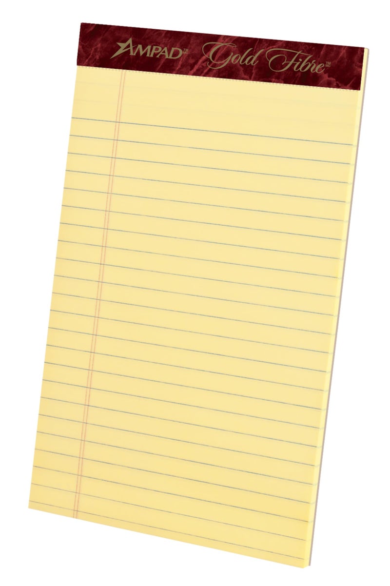 Ampad 20004 Gold Fibre Writing Pads, College/Medium, 5 x 8, Canary, 50 Sheets (Case of 12 Pads) - Image 3