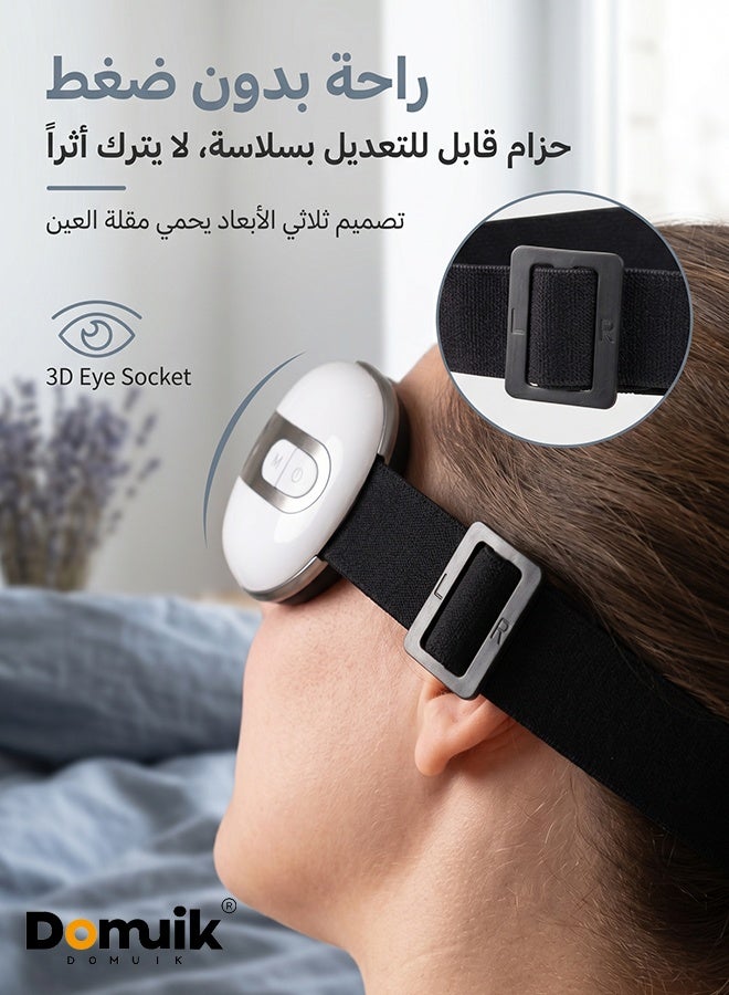 DOMUIK Eye Massager with Heat and Cooling for Migraines, Dry Eyes, Dark Circles, Rechargeable Bluetooth Music Cold Heated Eye Massager Improve Sleeping - Gifts for Women and Men - Image 3
