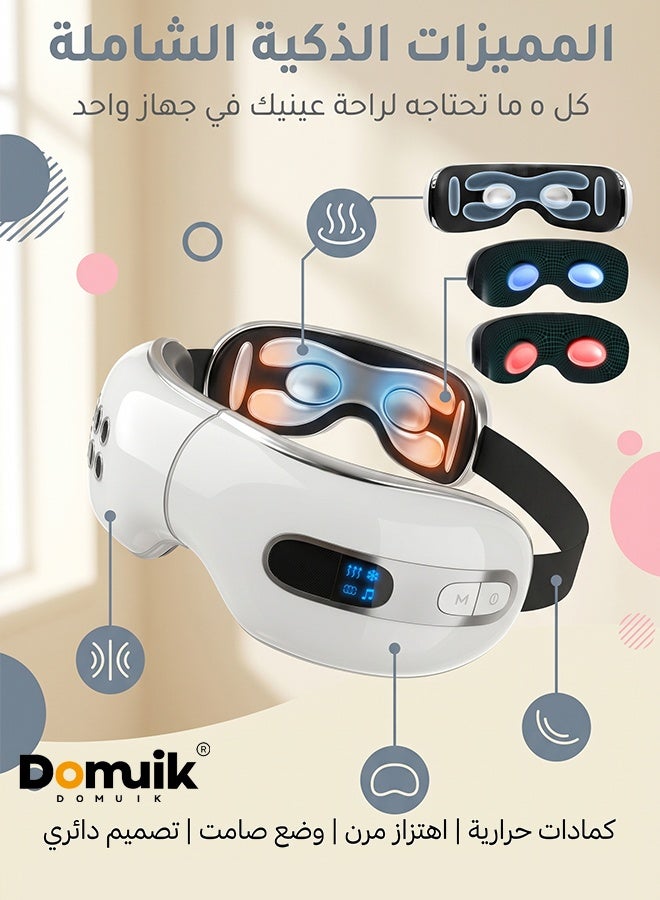DOMUIK Eye Massager with Heat and Cooling for Migraines, Dry Eyes, Dark Circles, Rechargeable Bluetooth Music Cold Heated Eye Massager Improve Sleeping - Gifts for Women and Men - Image 5