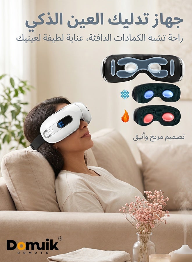 DOMUIK Eye Massager with Heat and Cooling for Migraines, Dry Eyes, Dark Circles, Rechargeable Bluetooth Music Cold Heated Eye Massager Improve Sleeping - Gifts for Women and Men - Image 1