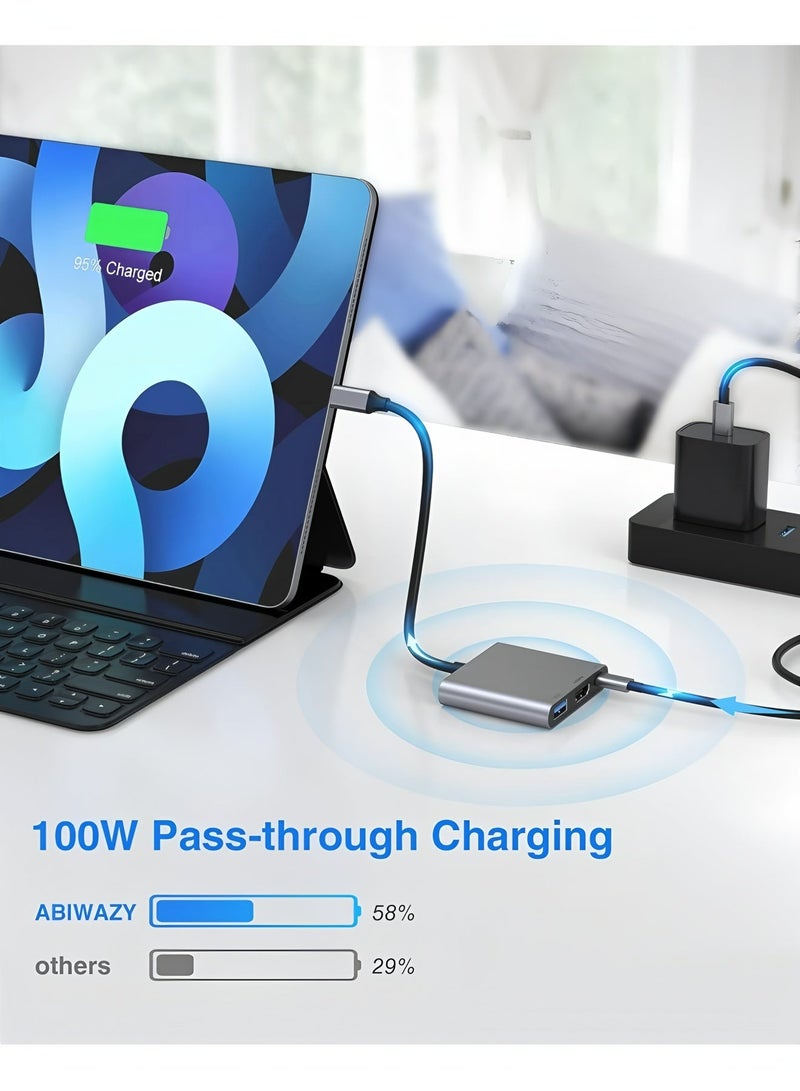 أبلينم محول USB-C إلى HDMI (4K) USB 3.0 وType-C أنثى لأجهزة MacBook وChromebook - Image 2