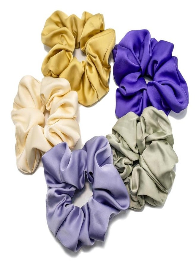 CHIROGRAPHY 5 Pieces Oversized Satin Hair Scrunchies,Satin Hair Accessories for Women Thick Thin Hair,Hair Ties Scrunchies for Girls' Ponytails Holders (multicolor) - Image 1