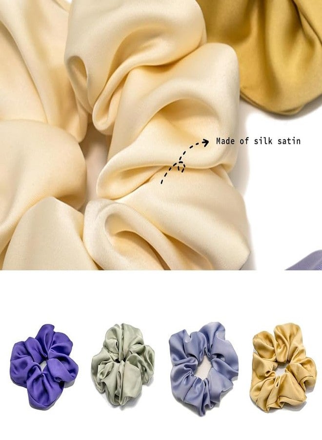 CHIROGRAPHY 5 Pieces Oversized Satin Hair Scrunchies,Satin Hair Accessories for Women Thick Thin Hair,Hair Ties Scrunchies for Girls' Ponytails Holders (multicolor) - Image 3