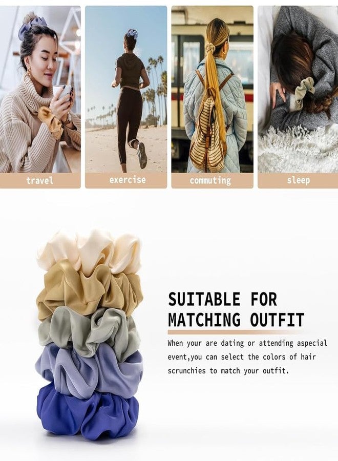 CHIROGRAPHY 5 Pieces Oversized Satin Hair Scrunchies,Satin Hair Accessories for Women Thick Thin Hair,Hair Ties Scrunchies for Girls' Ponytails Holders (multicolor) - Image 5