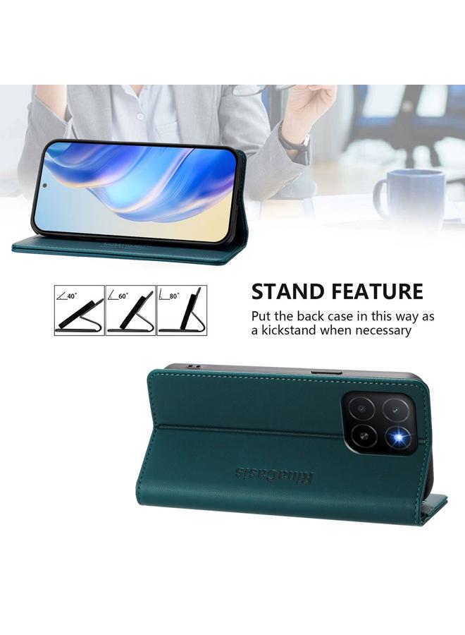 Green Tiger Case For Honor X5b / X5b Plus Global RC01 Dual-Folded Magnetic Suction RFID Leather Phone Case - Image 4