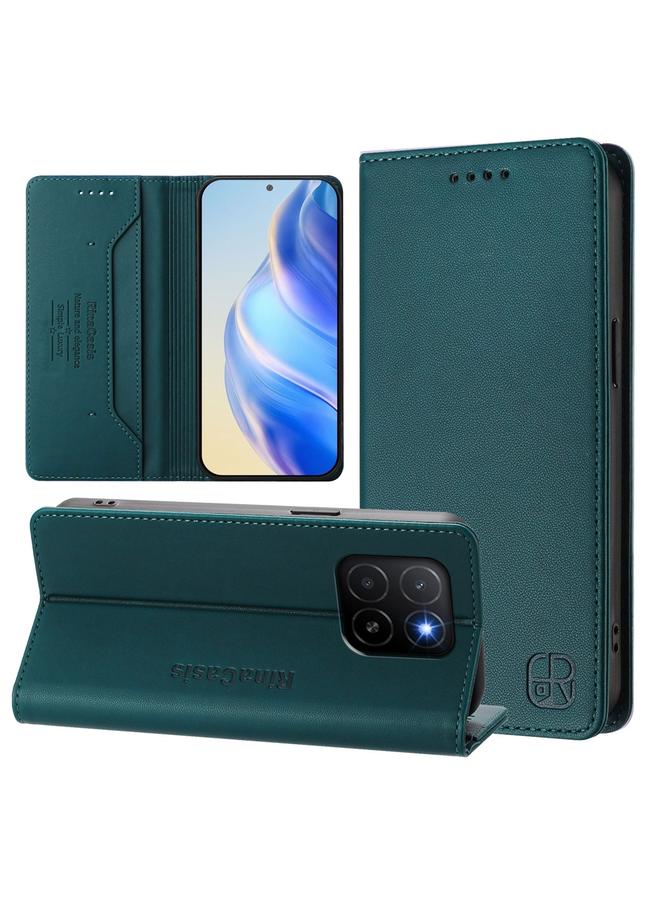 Green Tiger Case For Honor X5b / X5b Plus Global RC01 Dual-Folded Magnetic Suction RFID Leather Phone Case - Image 1