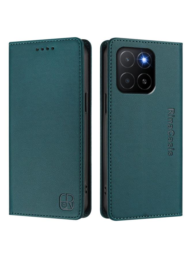 Green Tiger Case For Honor X5b / X5b Plus Global RC01 Dual-Folded Magnetic Suction RFID Leather Phone Case - Image 2