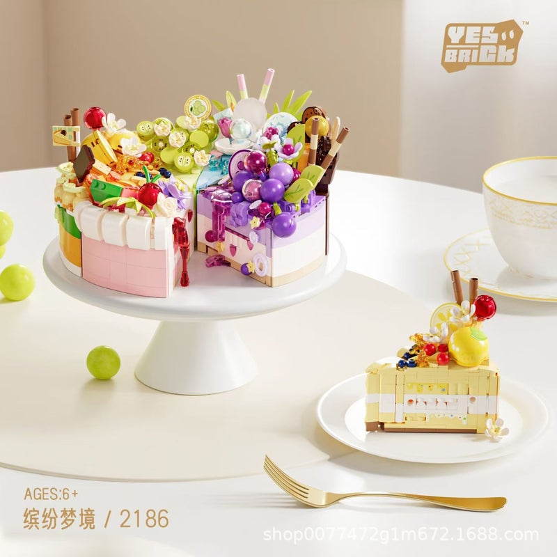 Bricks Also Birthday Cake Handmade Dessert Ornaments Compatible With Lego Cake Blocks Assembled Toys Children'S Children'S Day Gift - Image 2