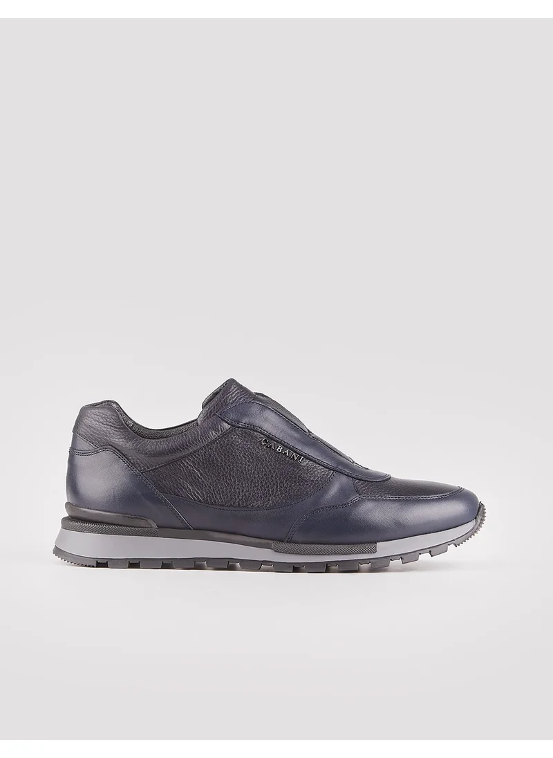 Cabani Genuine Leather Navy Blue Men's Sports Shoes