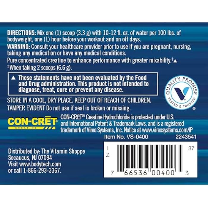 BODYTECH Creatine HCl + Electrolytes Powder - Highly Water-Soluble & Bioavailable - Supports Hydration & Performance - Rocket Pop (8.8 oz, 75 Servings) - Image 3