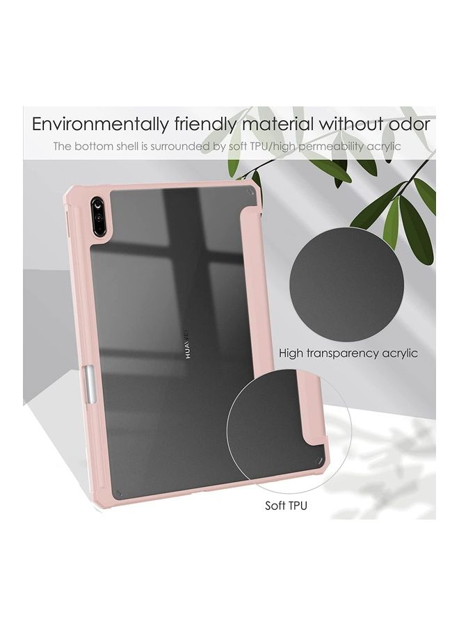 Smart Slim Trifold Stand Auto Sleep/Wake with Pencil Holder Case Cover for Huawei MatePad 11 2021 10.95 inch Pink - Image 2