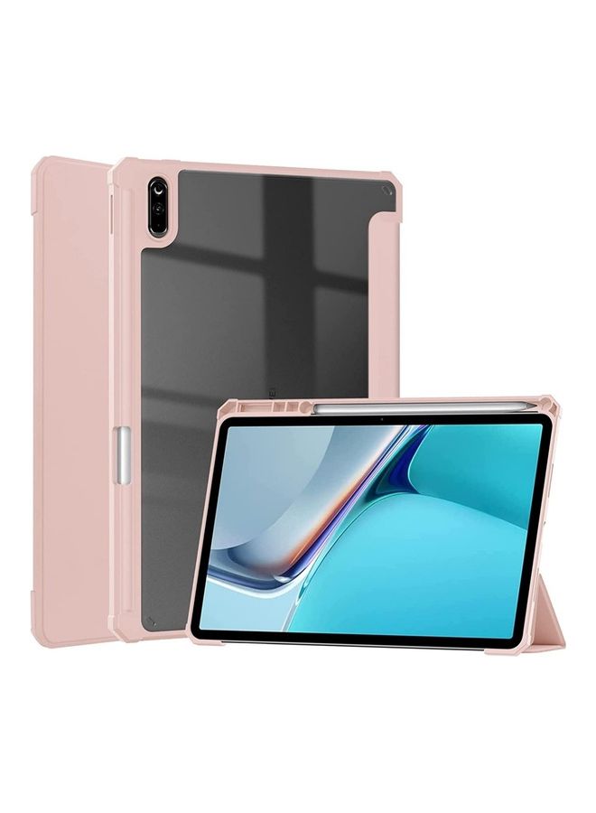 Smart Slim Trifold Stand Auto Sleep/Wake with Pencil Holder Case Cover for Huawei MatePad 11 2021 10.95 inch Pink - Image 1