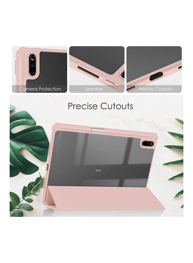 Smart Slim Trifold Stand Auto Sleep/Wake with Pencil Holder Case Cover for Huawei MatePad 11 2021 10.95 inch Pink - Image 3