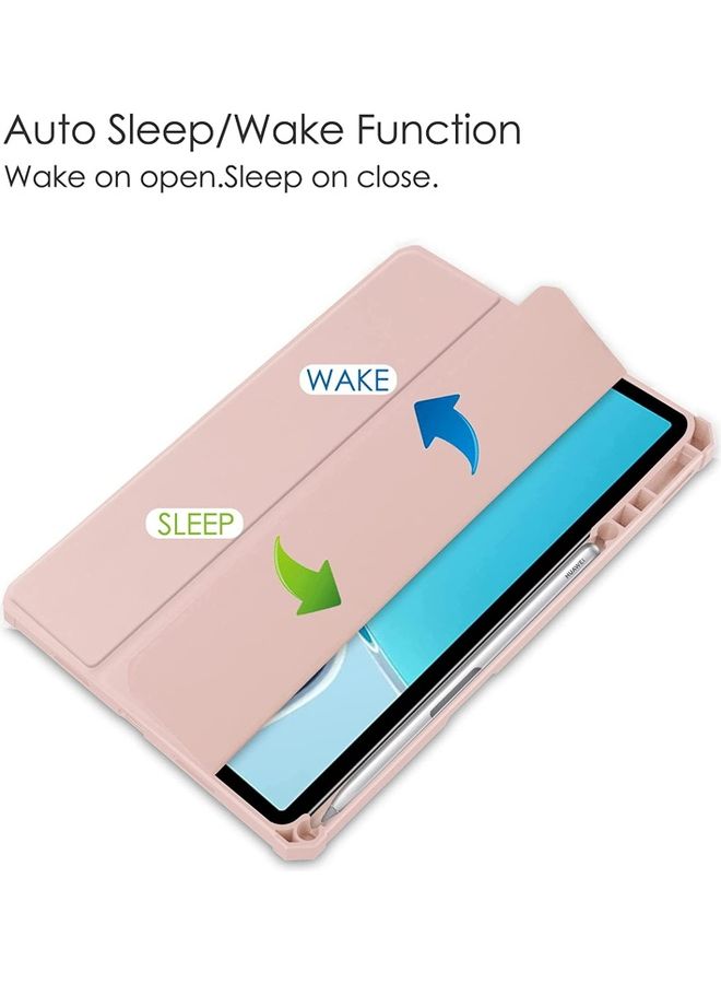 Smart Slim Trifold Stand Auto Sleep/Wake with Pencil Holder Case Cover for Huawei MatePad 11 2021 10.95 inch Pink - Image 5