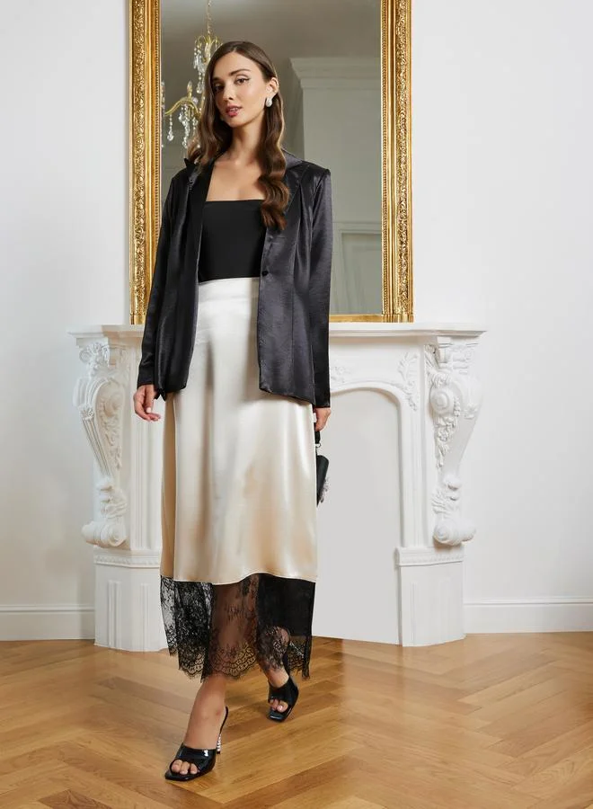 Styli Black Satin Blazer