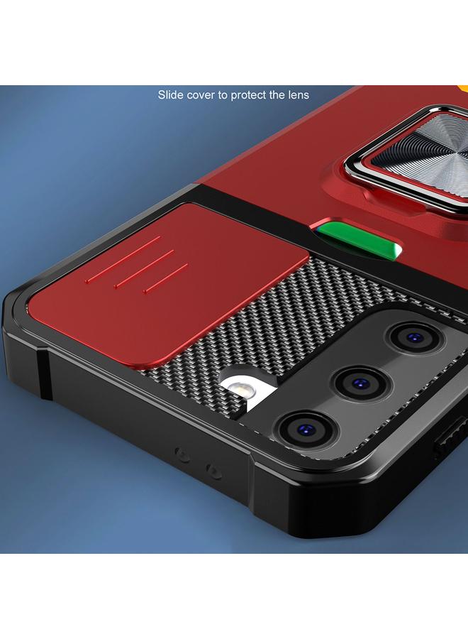 S-TOP Case For Samsung Galaxy S21+ Sliding Camera Cover Design PC + TPU Shockproof Case with Ring Holder & Card Slot - Image 5