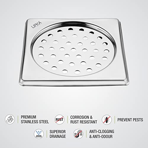LIPKA Eon Square with Palin Floor Drain |Premium Stainless Steel |5 x 5 Inches| - Image 4