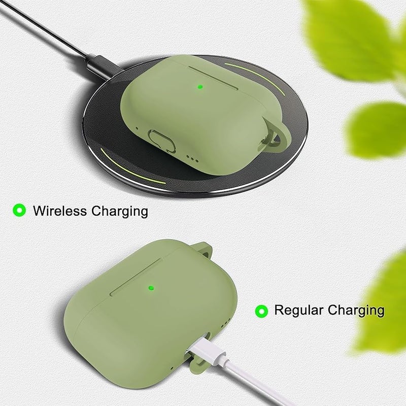 Woyinger for AirPods Pro 2 Case with Cleaner Kit, Compatible with Airpods Pro 2nd/1st Generation Case (USB-C Cable) with Keychain for Women and Men,Matcha Green - Image 3
