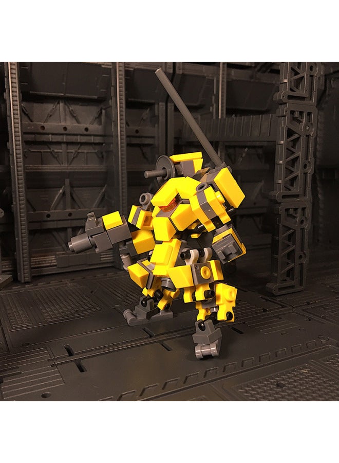 Small MOC Mini Combat Mecha Building Block Model Toy Creative Building Assembly Military Boy Toy-Color:Detective Yellow - Image 1