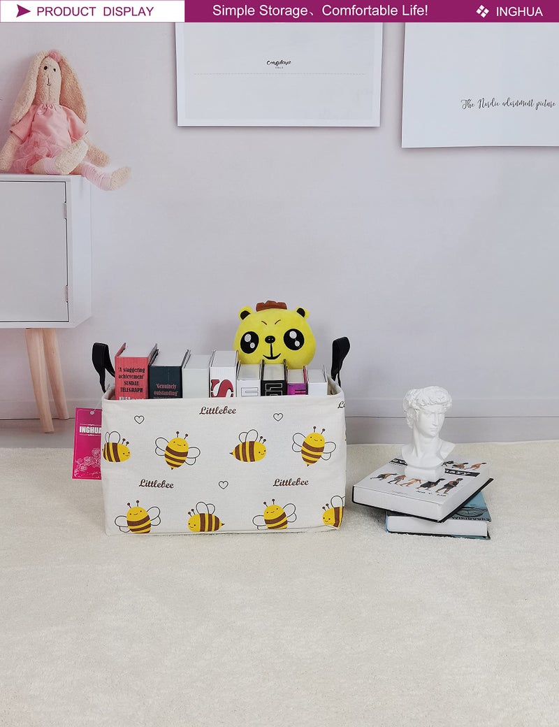 INGHUA Rectangular Storage Basket Fabric Organizer Bin for Toys,Books,Clothes,Gifts,Pets-Perfect for Home,Office,Nursery,Dorm,Shelf(Rec-Bee ) - Image 3