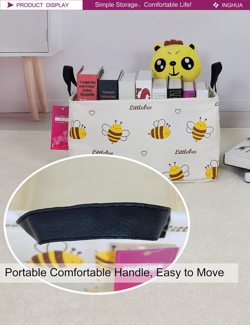 INGHUA Rectangular Storage Basket Fabric Organizer Bin for Toys,Books,Clothes,Gifts,Pets-Perfect for Home,Office,Nursery,Dorm,Shelf(Rec-Bee ) - Image 4