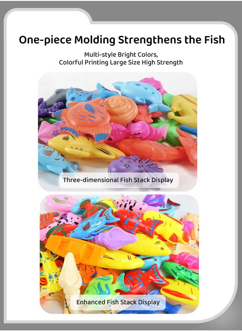Moovant - 58PCS Magnetic Fishing Bath Toys Game Set, Plastic Floating Colorful Swimming Fish Ocean Bath Toys, Educational Pretend Play Game Set for Toddlers, Family Water Play Pool Toys - Image 1