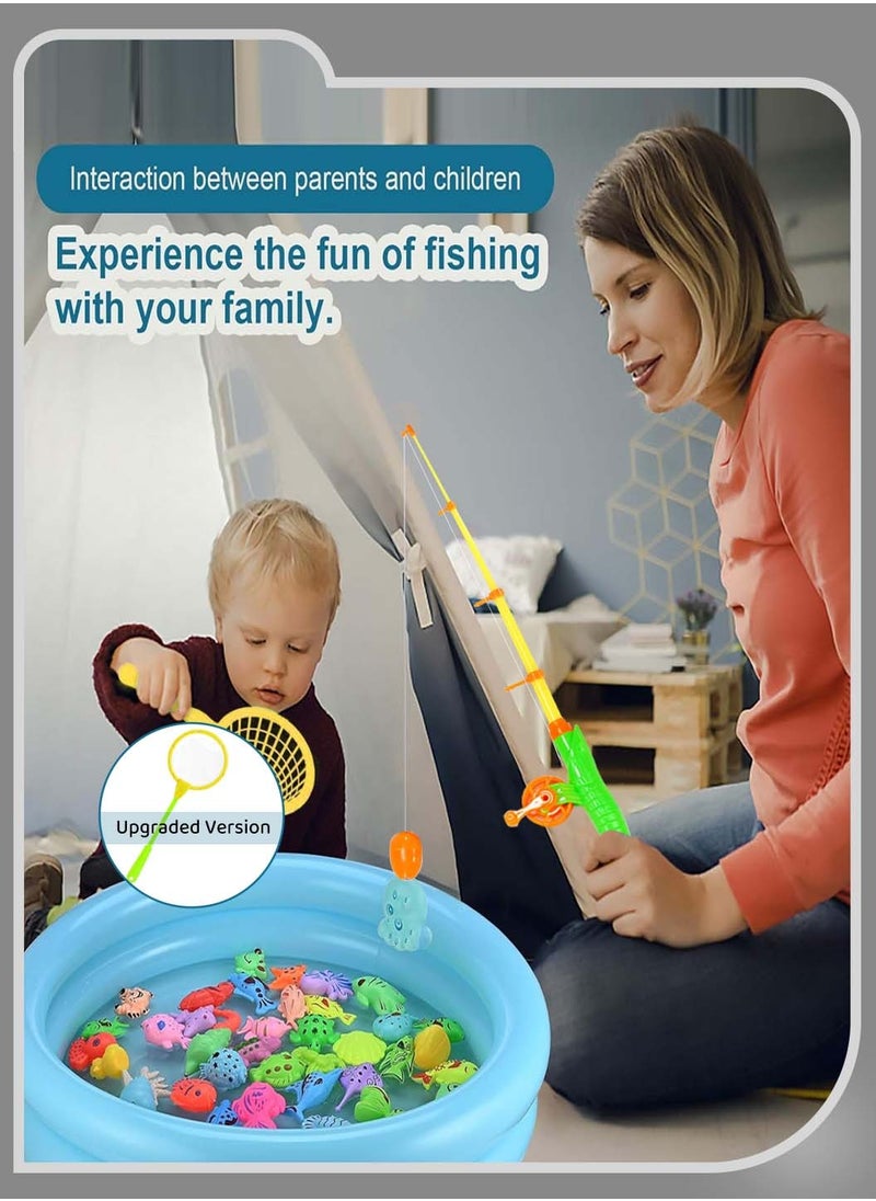 Moovant - 58PCS Magnetic Fishing Bath Toys Game Set, Plastic Floating Colorful Swimming Fish Ocean Bath Toys, Educational Pretend Play Game Set for Toddlers, Family Water Play Pool Toys - Image 1