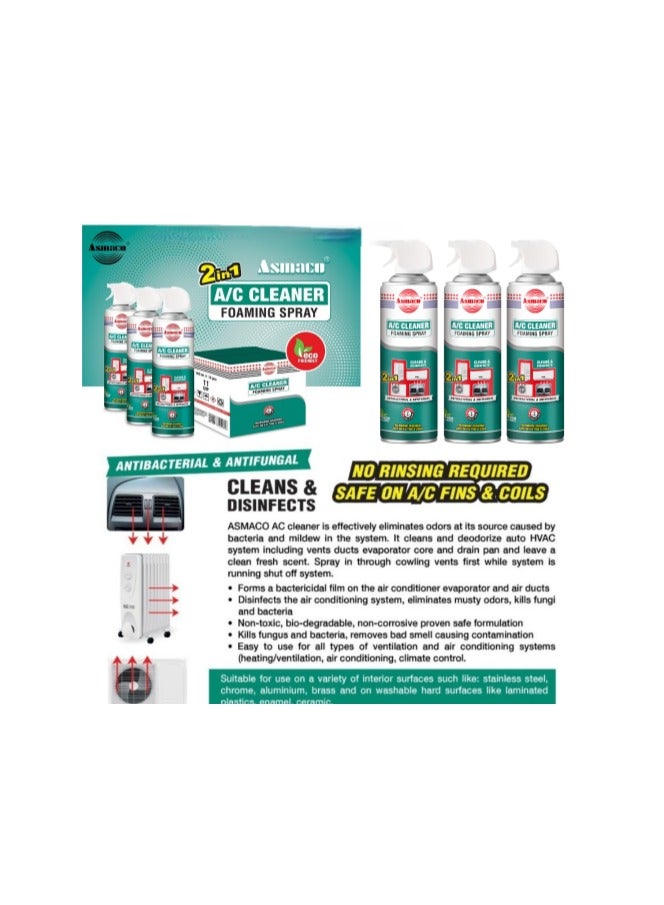 Asmaco AC Foam Cleaner Spray-Air Conditioner Cleaner-Home & Car AC Cleaner-Anti Bacterial,Anti Fungual-500ml-Kills fungus and bacteria,removes bad smell-Powerful and Multi-Purpose Air Conditioner Coil, Vent & Filter Cleaner for Car, Home & HVAC Systems - Image 4