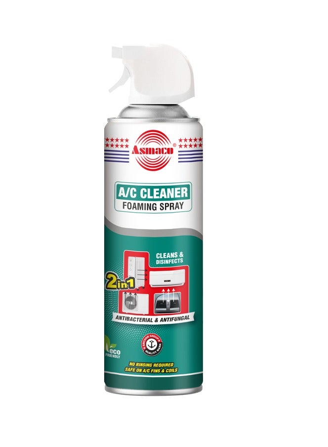 Asmaco AC Foam Cleaner Spray-Air Conditioner Cleaner-Home & Car AC Cleaner-Anti Bacterial,Anti Fungual-500ml-Kills fungus and bacteria,removes bad smell-Powerful and Multi-Purpose Air Conditioner Coil, Vent & Filter Cleaner for Car, Home & HVAC Systems - Image 1